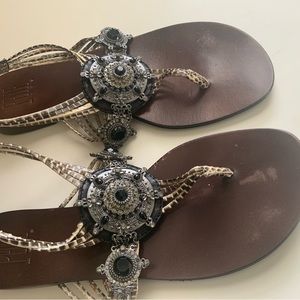 Pelle Mode Crystal snake skin sandals Size:7M